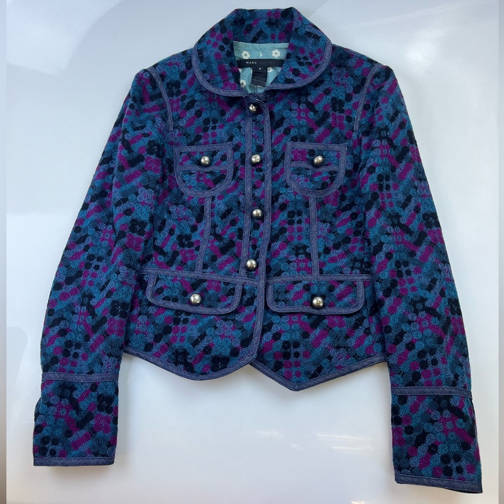 Marc Jacobs Blue/Purple Knit Jacket N274-4 - Picture 1 of 6